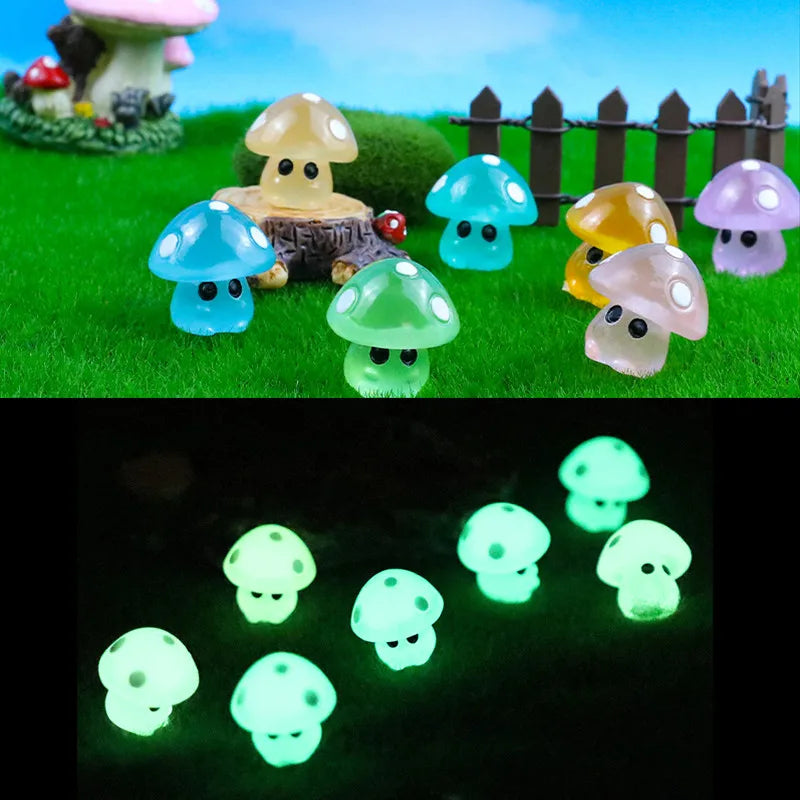 5-20PCS Mini Mushroom Elf Moss Microlandscape Decoration Miniature Luminous Mushrooms Fairy Garden Accessories Home DIY Decor