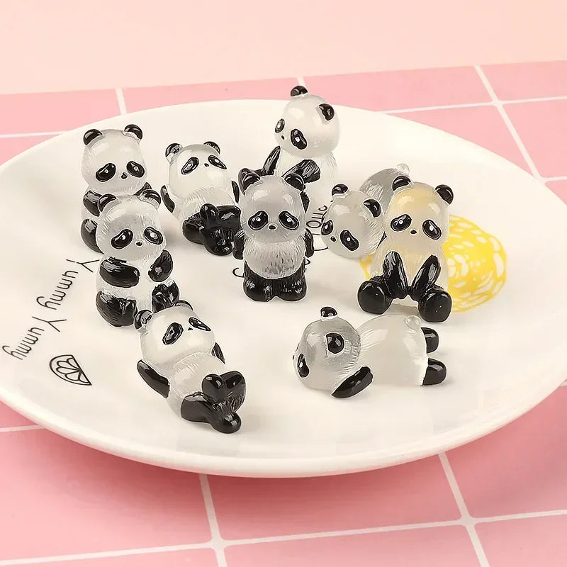 Mini Pandas que Brilham no Escuro para Decoração