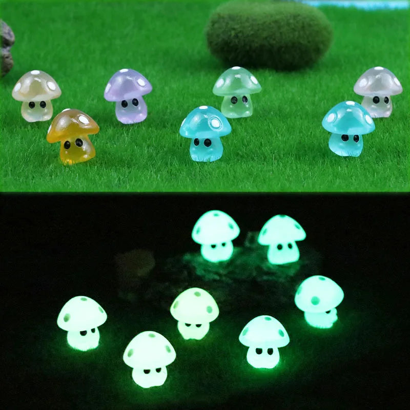 5-20PCS Mini Mushroom Elf Moss Microlandscape Decoration Miniature Luminous Mushrooms Fairy Garden Accessories Home DIY Decor