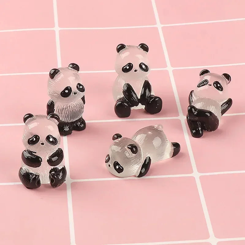 Mini Pandas que Brilham no Escuro para Decoração