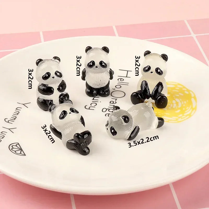 Mini Pandas que Brilham no Escuro para Decoração